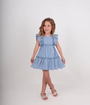 Vestido niña azul con volantes de Nekenia