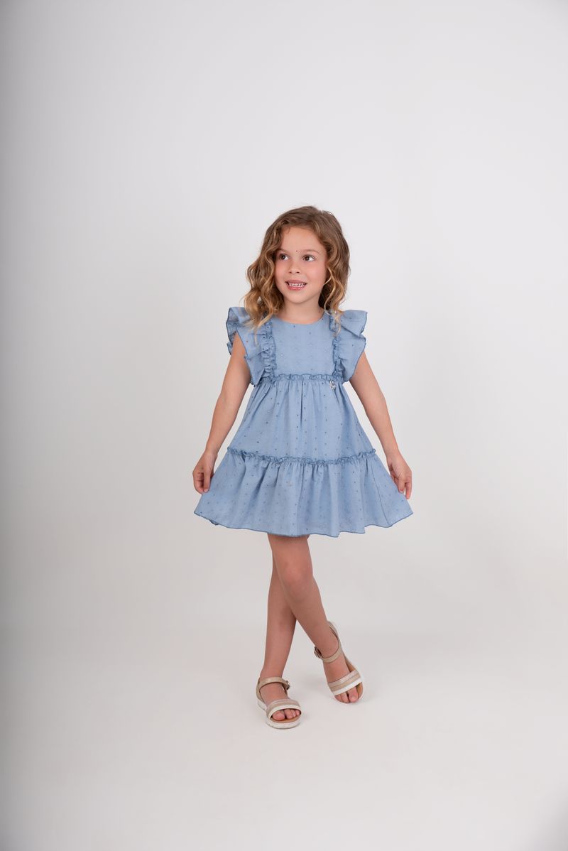 Vestido niña azul con volantes de Nekenia