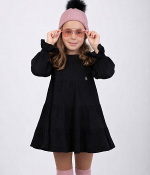 Vestido Negro Infantil de Volantes Vera