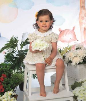 Vestido bebé estampado floral con cuello bordado Belén Costales