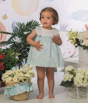 Vestido verde agua con estampado floral - Belén Costales