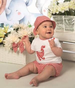Conjunto bebé vichy rojo Belen Costales