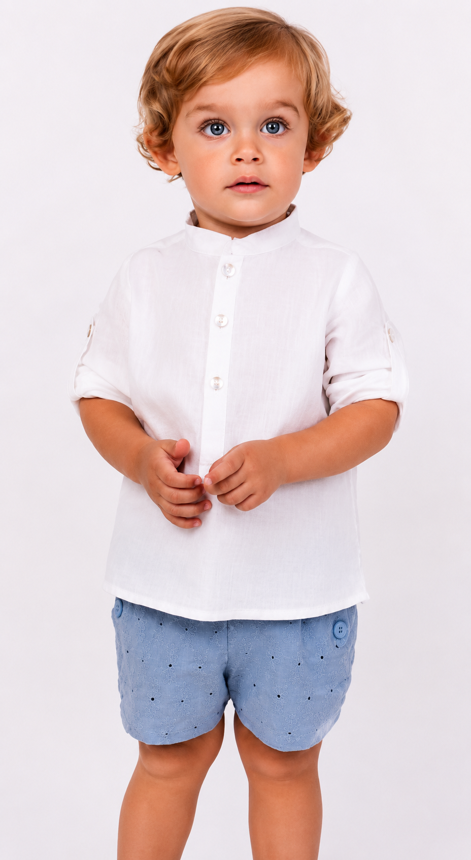 Conjunto de Ceremonia con Camisa y Short de Tirantes para Niño – Nekenia