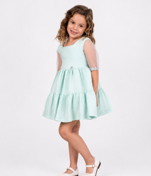Vestido Infantil de Ceremonia en Tono Verde Agua para Niña – Nekenia