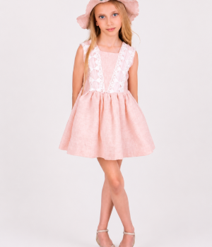 Vestido para Niña Rosa Palo con Encaje Blanco - Nekenia