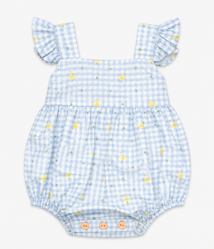 Jesusito de Cuadros Vichy Azul con Estampado de Patitos para Niña – Paloma de la O