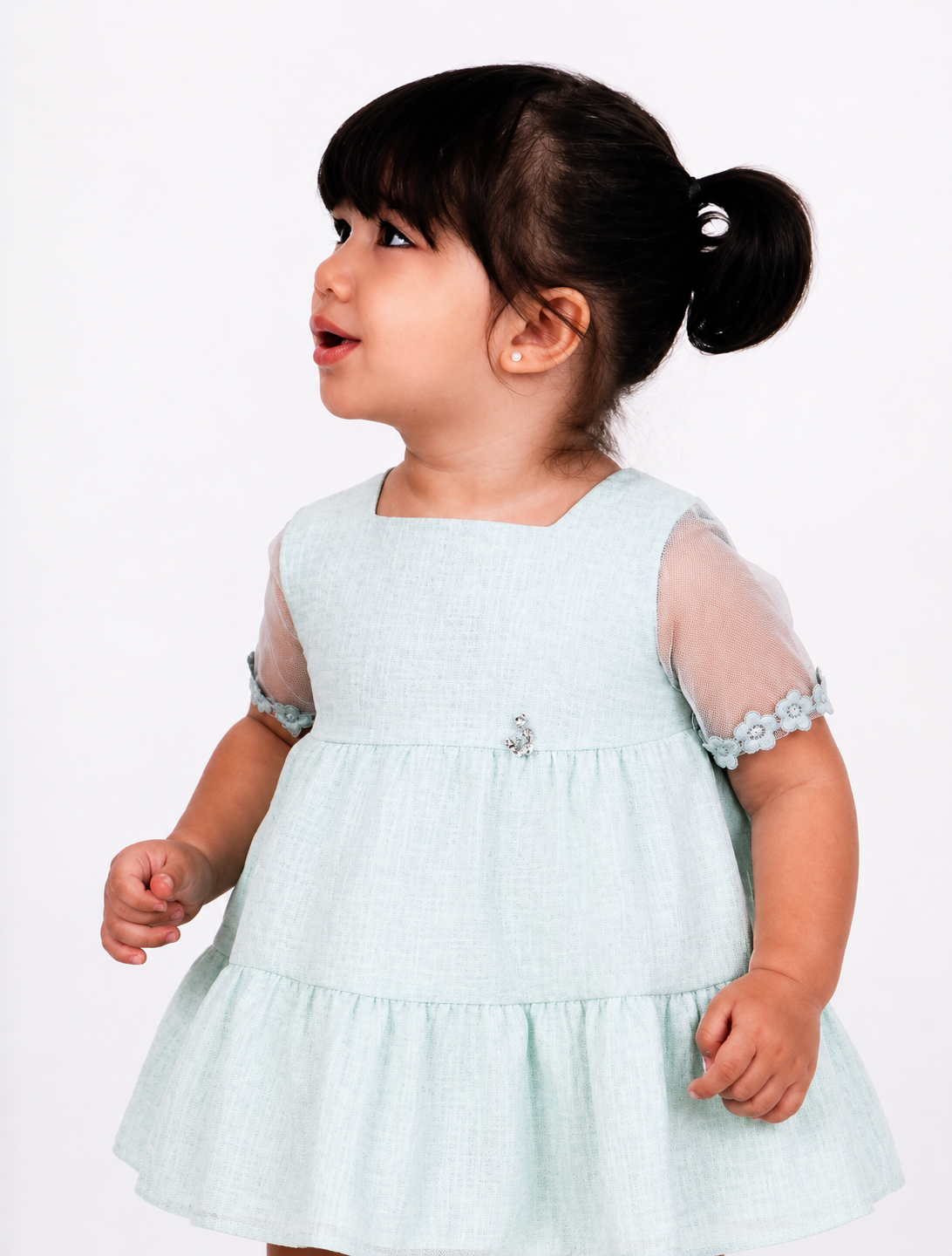 Vestido Infantil de Ceremonia en Tono Verde Agua para Niña – Nekenia - Imagen 2