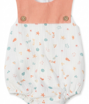 Pelele infantil para niño con motivos marinos color salmón – BBZ Creaciones