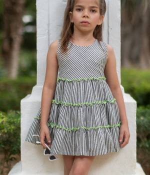 Vestido para Niña de Rayas con Volantes – Vera (25VV04)