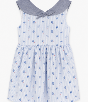Vestido Marinero Tejano con Estampado de Caracolas y Cuello Solapa para Niña – BBZ Creaciones