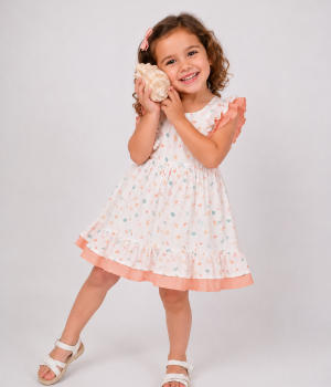 Vestido Infantil Marítimo con Volantes en Tono Coral para Niña – BBZ Creaciones