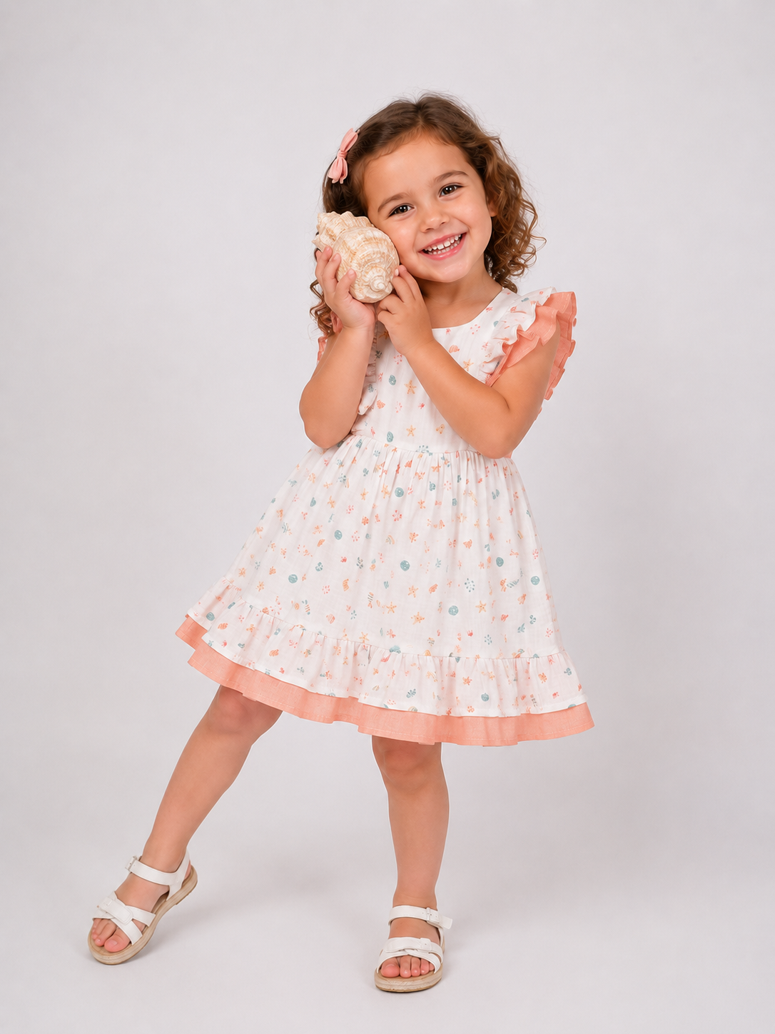 Vestido Infantil Marítimo con Volantes en Tono Coral para Niña – BBZ Creaciones