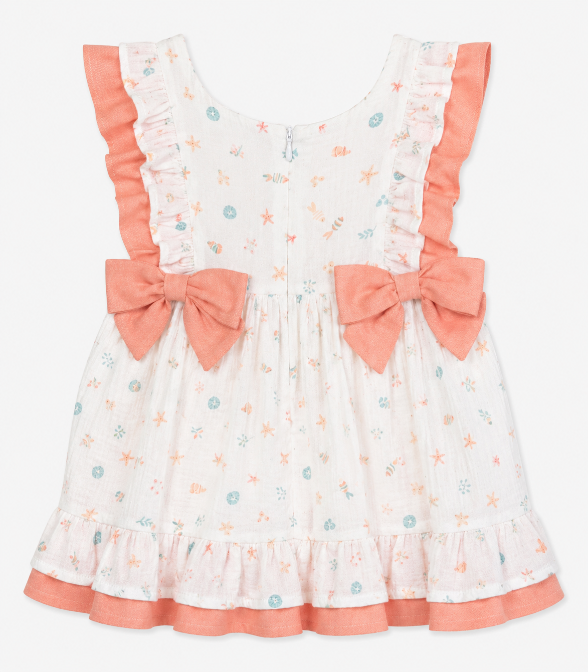 Vestido Infantil Marítimo con Volantes en Tono Coral para Niña – BBZ Creaciones - Imagen 3