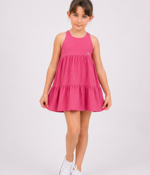 Vestido Playero Fucsia con Volante Inferior para Niña – Vera
