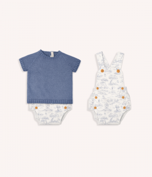 Conjunto Infantil de Jersey de Punto y Peto Estampado para Niño – Paloma de la O