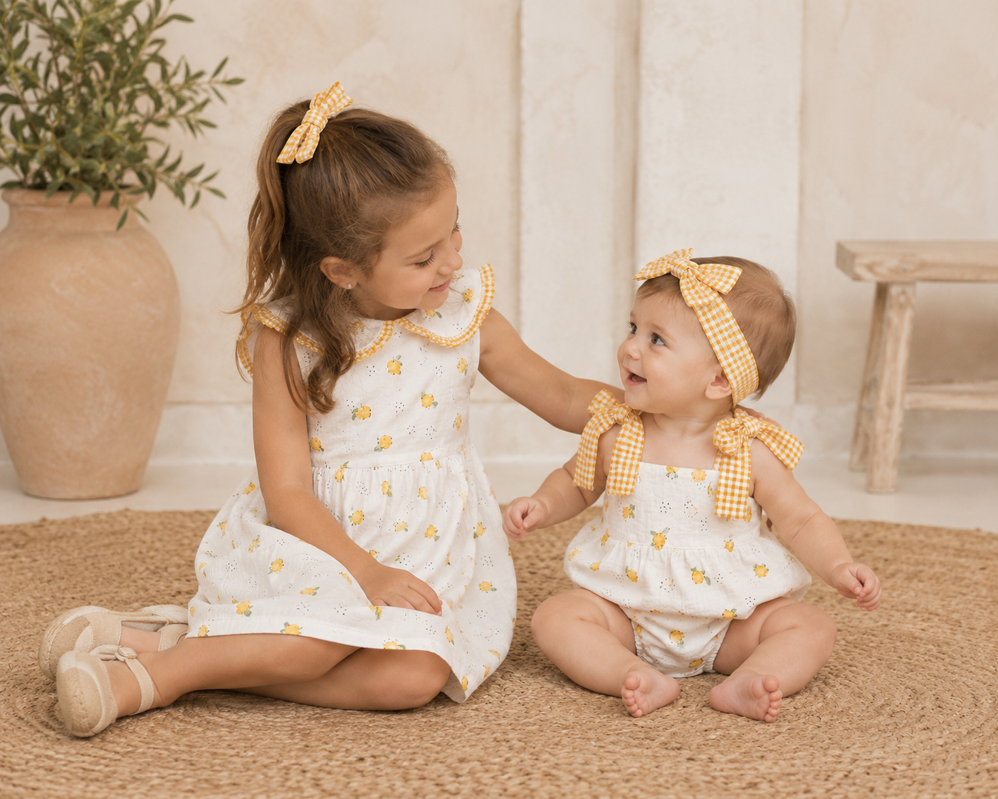 Vestido Infantil para Niña Estampado de Limones con Cuello Babero – BBZ Creaciones - Imagen 2