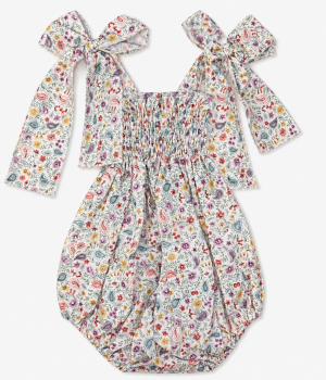 Ranita de Bebé Estampado Floral y Cachemir con Lazos – Paloma de la O