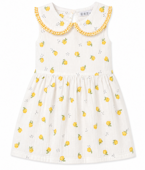 Vestido Infantil para Niña Estampado de Limones con Cuello Babero – BBZ Creaciones