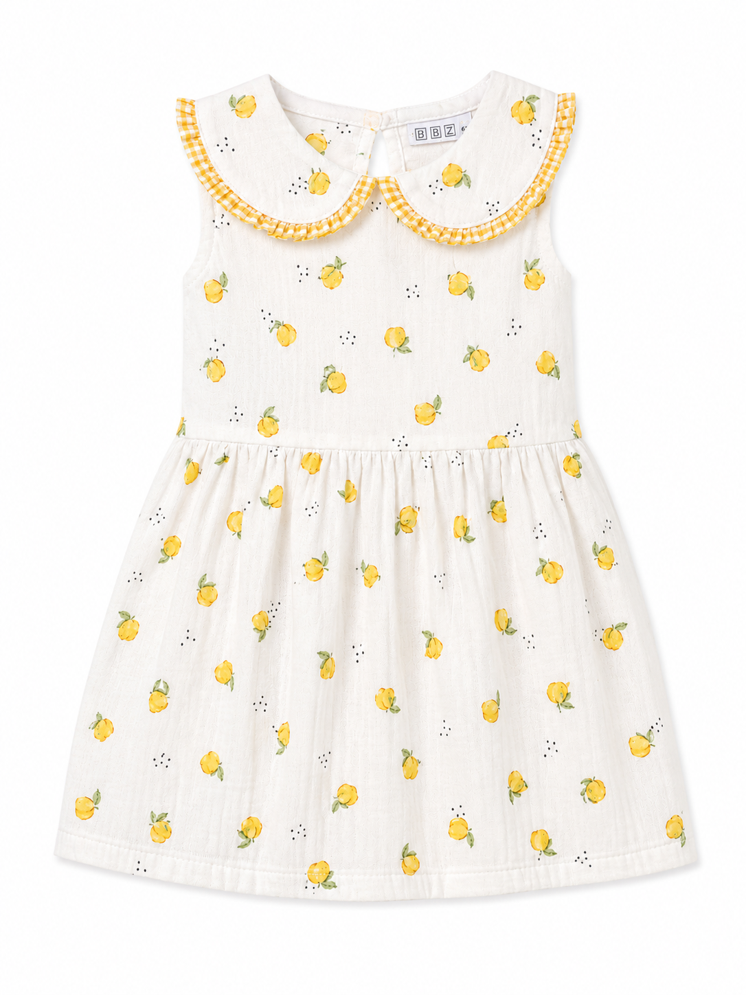 Vestido Infantil para Niña Estampado de Limones con Cuello Babero – BBZ Creaciones